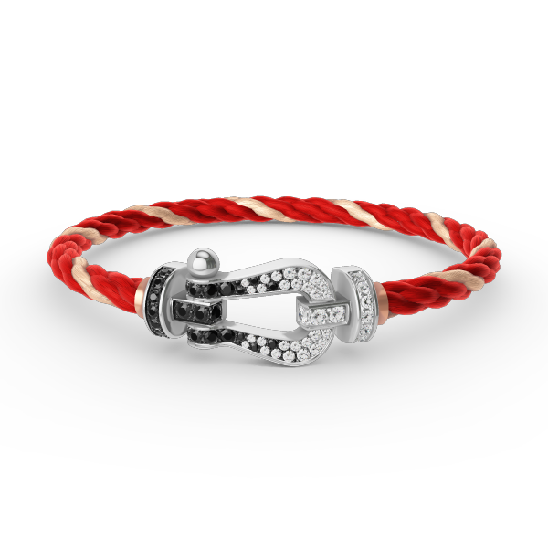 [Plus&Max]FORCE LARGE HORSESHOE BLACK WHITE DIAMOND BRACELET SILVER