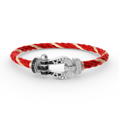[Plus&Max]FORCE LARGE HORSESHOE BLACK WHITE DIAMOND BRACELET SILVER