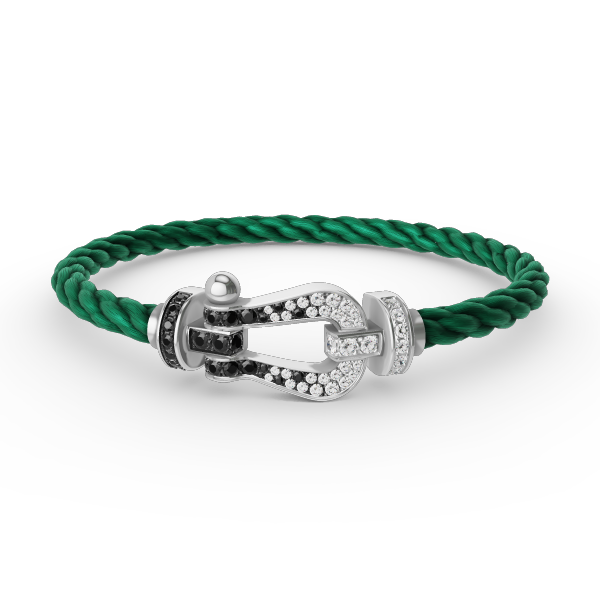 [Plus&Max]FORCE LARGE HORSESHOE BLACK WHITE DIAMOND BRACELET SILVER