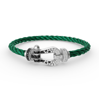 [Plus&Max]FORCE LARGE HORSESHOE BLACK WHITE DIAMOND BRACELET SILVER