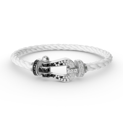 [Plus&Max]FORCE LARGE HORSESHOE BLACK WHITE DIAMOND BRACELET SILVER