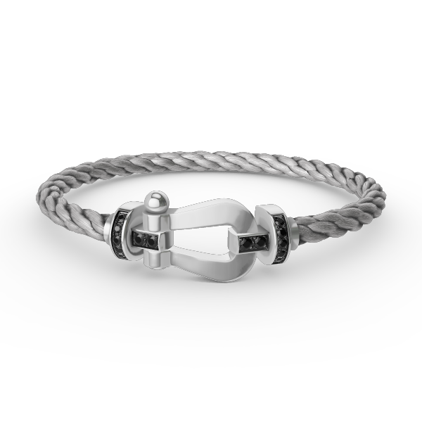 [Plus&Max]FORCE LARGE HORSESHOE BLACK DIAMOND BRACELET SILVER