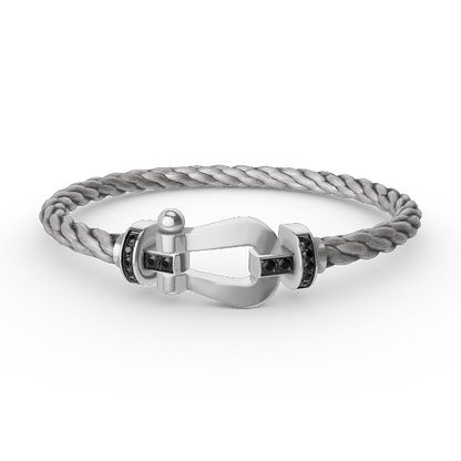 [Plus&Max]FORCE LARGE HORSESHOE BLACK DIAMOND BRACELET SILVER