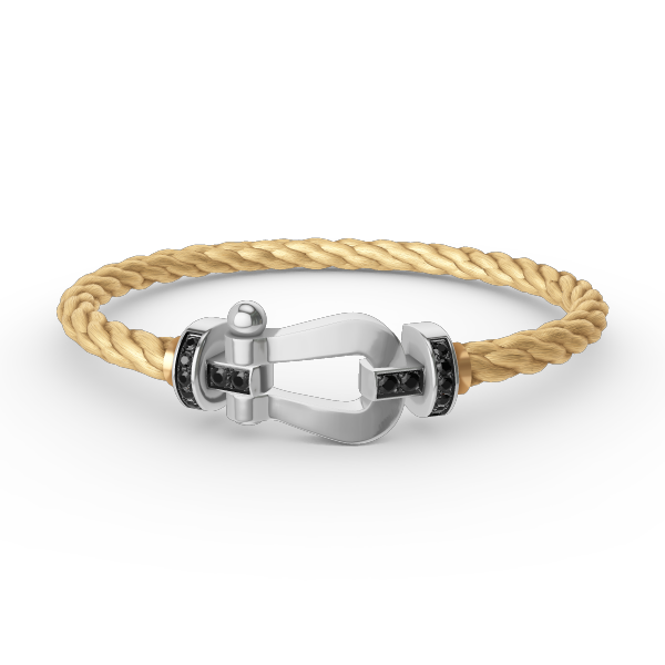 [Plus&Max]FORCE LARGE HORSESHOE BLACK DIAMOND BRACELET SILVER
