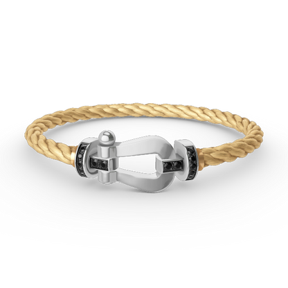[Plus&Max]FORCE LARGE HORSESHOE BLACK DIAMOND BRACELET SILVER