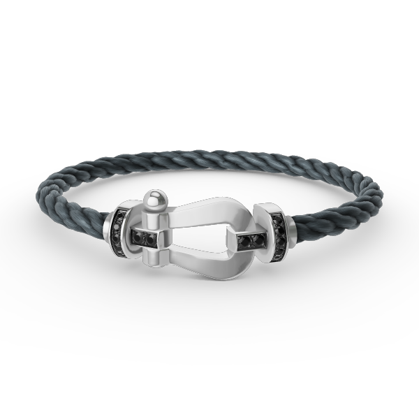 [Plus&Max]FORCE LARGE HORSESHOE BLACK DIAMOND BRACELET SILVER