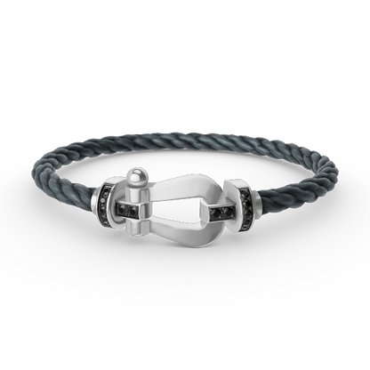 [Plus&Max]FORCE LARGE HORSESHOE BLACK DIAMOND BRACELET SILVER
