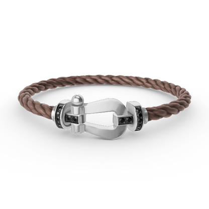 [Plus&Max]FORCE LARGE HORSESHOE BLACK DIAMOND BRACELET SILVER