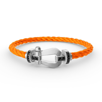 [Plus&Max]FORCE LARGE HORSESHOE BLACK DIAMOND BRACELET SILVER