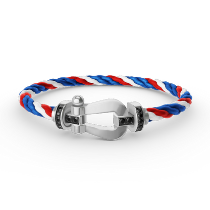 [Plus&Max]FORCE LARGE HORSESHOE BLACK DIAMOND BRACELET SILVER
