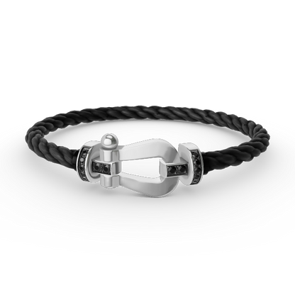 [Plus&Max]FORCE LARGE HORSESHOE BLACK DIAMOND BRACELET SILVER