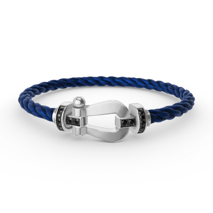 [Plus&Max]FORCE LARGE HORSESHOE BLACK DIAMOND BRACELET SILVER
