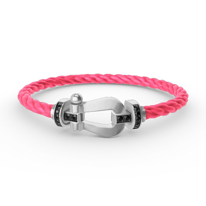 [Plus&Max]FORCE LARGE HORSESHOE BLACK DIAMOND BRACELET SILVER