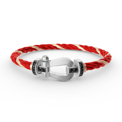 [Plus&Max]FORCE LARGE HORSESHOE BLACK DIAMOND BRACELET SILVER