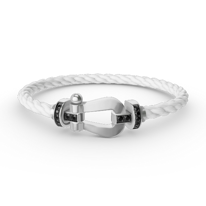 [Plus&Max]FORCE LARGE HORSESHOE BLACK DIAMOND BRACELET SILVER