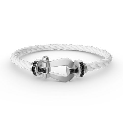 [Plus&Max]FORCE LARGE HORSESHOE BLACK DIAMOND BRACELET SILVER