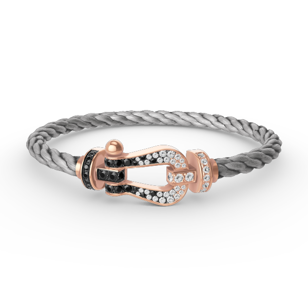 [Plus&Max]FORCE LARGE HORSESHOE BLACK WHITE DIAMOND BRACELET ROSE GOLD