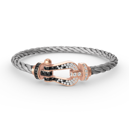 [Plus&Max]FORCE LARGE HORSESHOE BLACK WHITE DIAMOND BRACELET ROSE GOLD