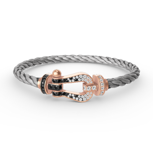 [Plus&Max]FORCE LARGE HORSESHOE BLACK WHITE DIAMOND BRACELET ROSE GOLD