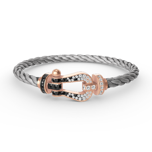 [Plus&Max]FORCE LARGE HORSESHOE BLACK WHITE DIAMOND BRACELET ROSE GOLD