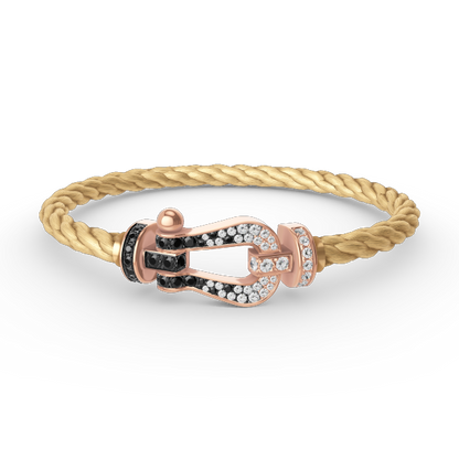 [Plus&Max]FORCE LARGE HORSESHOE BLACK WHITE DIAMOND BRACELET ROSE GOLD