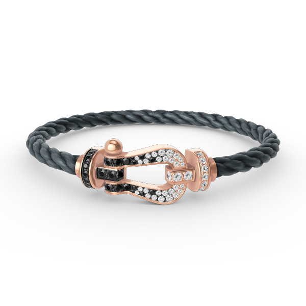 [Plus&Max]FORCE LARGE HORSESHOE BLACK WHITE DIAMOND BRACELET ROSE GOLD