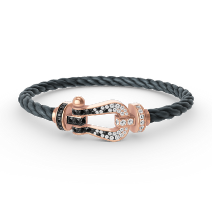 [Plus&Max]FORCE LARGE HORSESHOE BLACK WHITE DIAMOND BRACELET ROSE GOLD