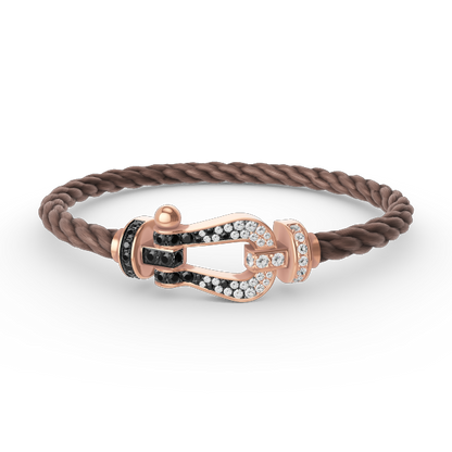 [Plus&Max]FORCE LARGE HORSESHOE BLACK WHITE DIAMOND BRACELET ROSE GOLD