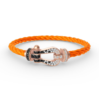 [Plus&Max]FORCE LARGE HORSESHOE BLACK WHITE DIAMOND BRACELET ROSE GOLD