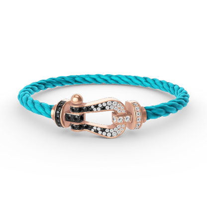 [Plus&Max]FORCE LARGE HORSESHOE BLACK WHITE DIAMOND BRACELET ROSE GOLD