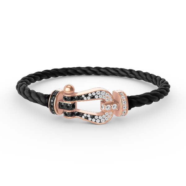 [Plus&Max]FORCE LARGE HORSESHOE BLACK WHITE DIAMOND BRACELET ROSE GOLD