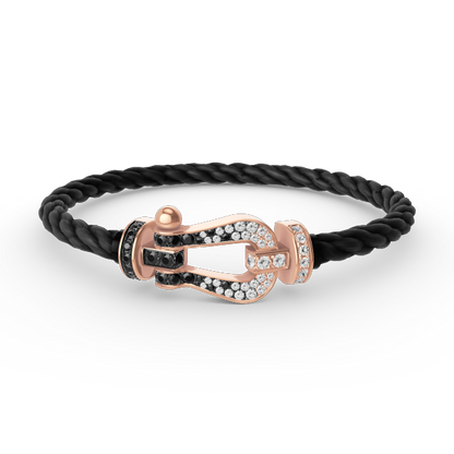 [Plus&Max]FORCE LARGE HORSESHOE BLACK WHITE DIAMOND BRACELET ROSE GOLD