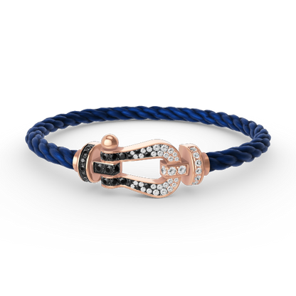 [Plus&Max]FORCE LARGE HORSESHOE BLACK WHITE DIAMOND BRACELET ROSE GOLD