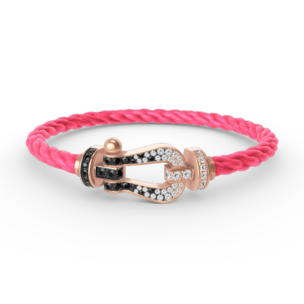 [Plus&Max]FORCE LARGE HORSESHOE BLACK WHITE DIAMOND BRACELET ROSE GOLD