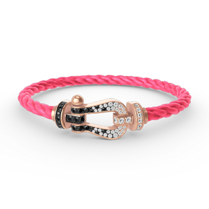 [Plus&Max]FORCE LARGE HORSESHOE BLACK WHITE DIAMOND BRACELET ROSE GOLD