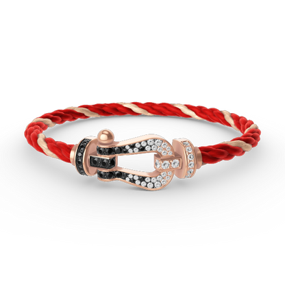 [Plus&Max]FORCE LARGE HORSESHOE BLACK WHITE DIAMOND BRACELET ROSE GOLD