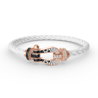 [Plus&Max]FORCE LARGE HORSESHOE BLACK WHITE DIAMOND BRACELET ROSE GOLD