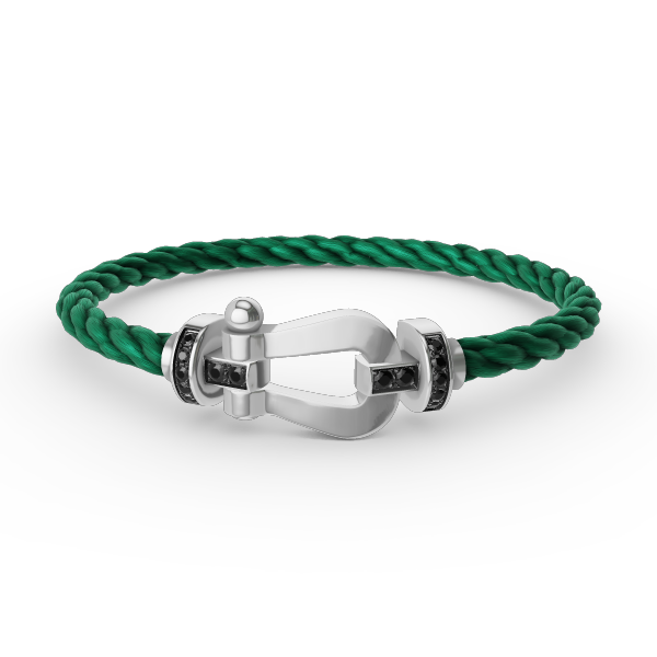 [Plus&Max]FORCE LARGE HORSESHOE BLACK DIAMOND BRACELET SILVER