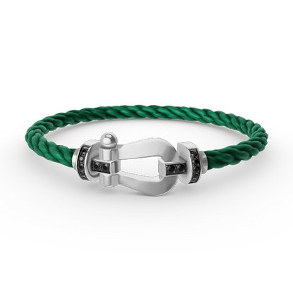 [Plus&Max]FORCE LARGE HORSESHOE BLACK DIAMOND BRACELET SILVER