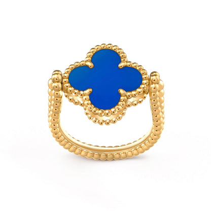 [Plus&Max]CLOVER RIVERSIBLE BLUE AGATE RING