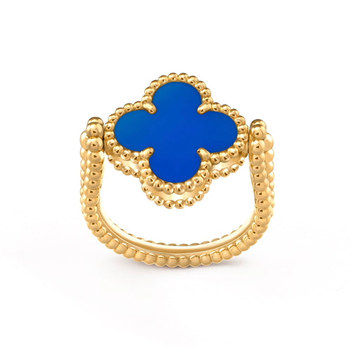 [Plus&Max]CLOVER RIVERSIBLE BLUE AGATE RING