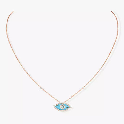 [Plus&Max]Lucky Eye Diamond Necklace in Rose Gold and Turquoise