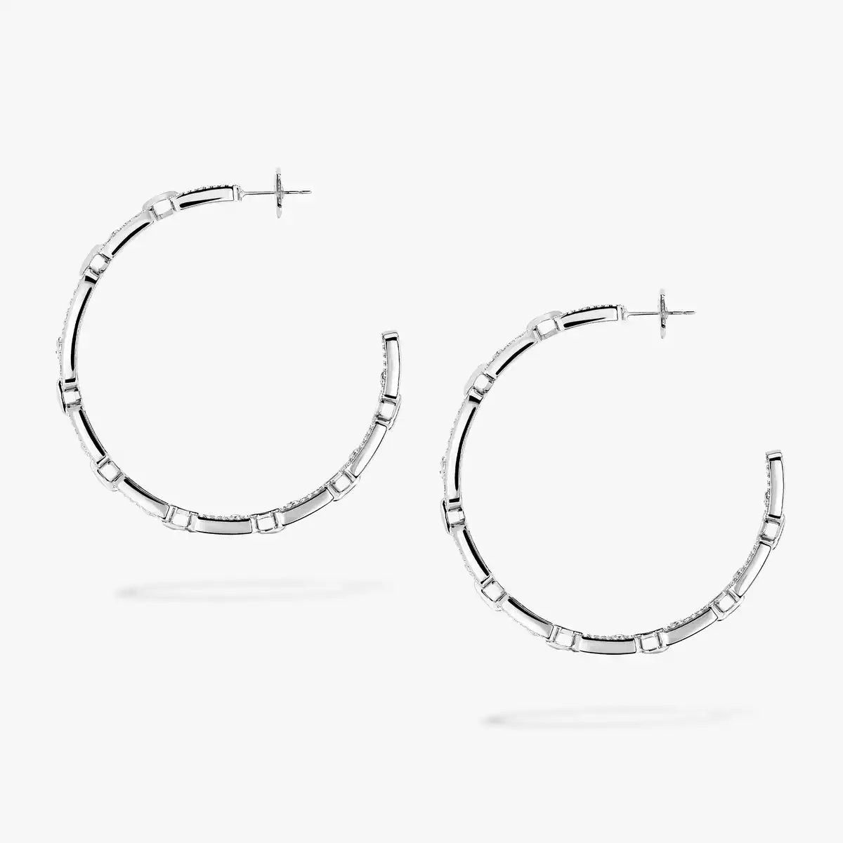 [Plus&Max]Move Link Diamond Hoop Earrings