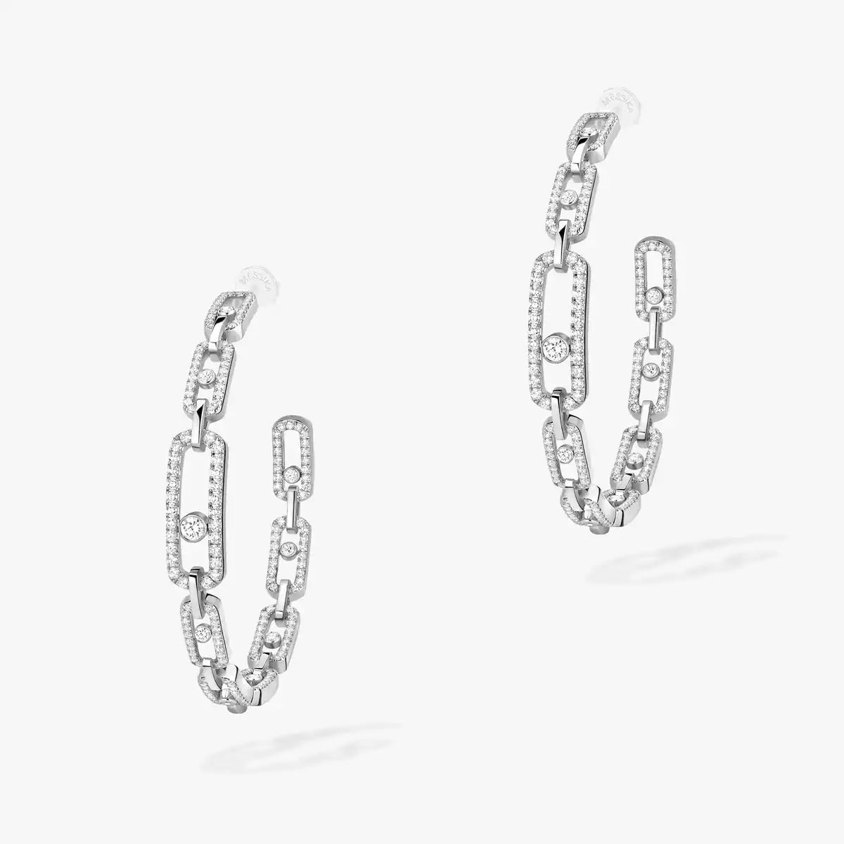 [Plus&Max]Move Link Diamond Hoop Earrings
