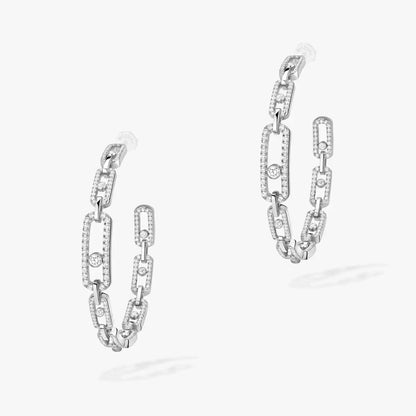 [Plus&Max]Move Link Diamond Hoop Earrings