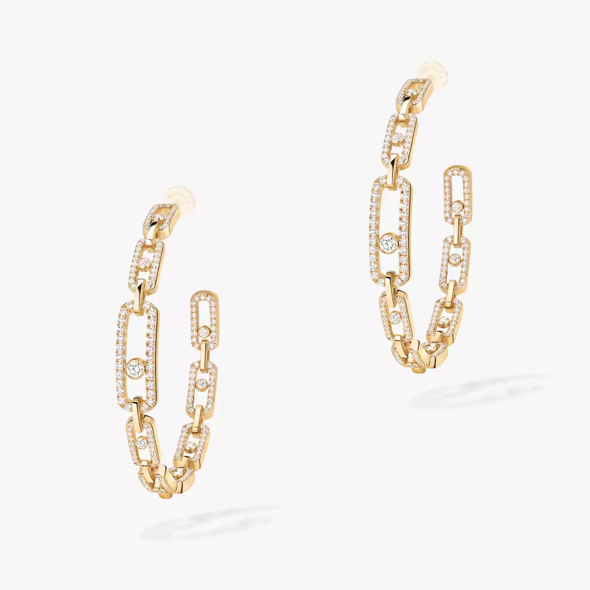[Plus&Max]Move Link Diamond Hoop Earrings