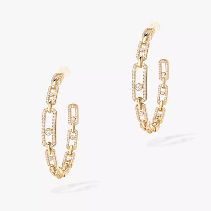 [Plus&Max]Move Link Diamond Hoop Earrings