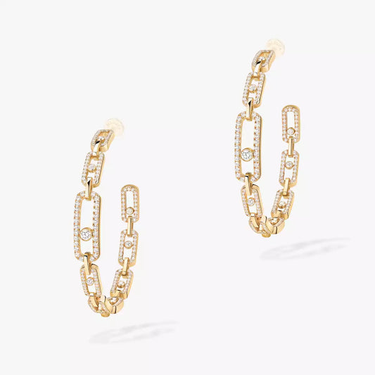 [Plus&Max]Move Link Diamond Hoop Earrings