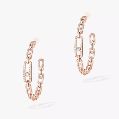 [Plus&Max]Move Link Diamond Hoop Earrings