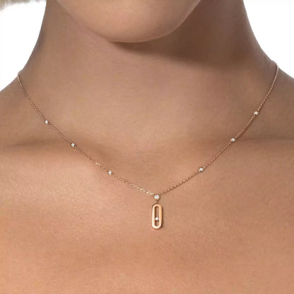 [Plus&Max] Move Uno Gold Diamond Long Necklace